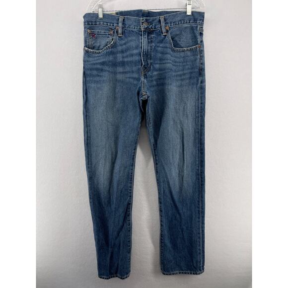 POLO RALPH LAUREN Jeans Mens 32x32 Denim 5 Pocket Cotton Wash Blue - Picture 1 of 16